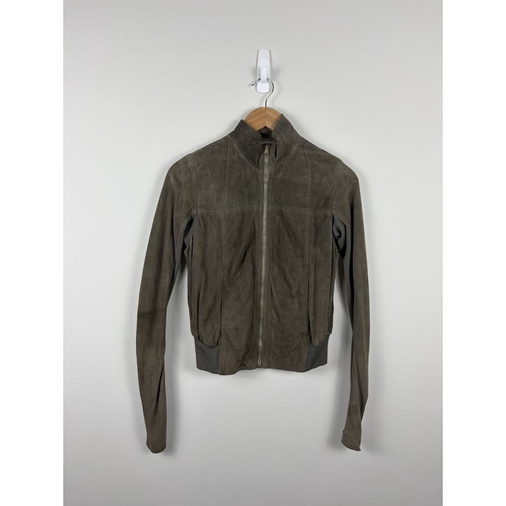 Rick Owens Beige Leather Moto Bomber Jacket Us 6 Flaw Silver Hardware